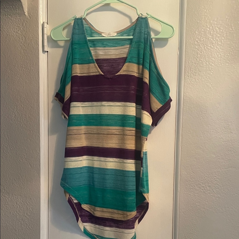 Sheer Striped V-Neck Women’s Top